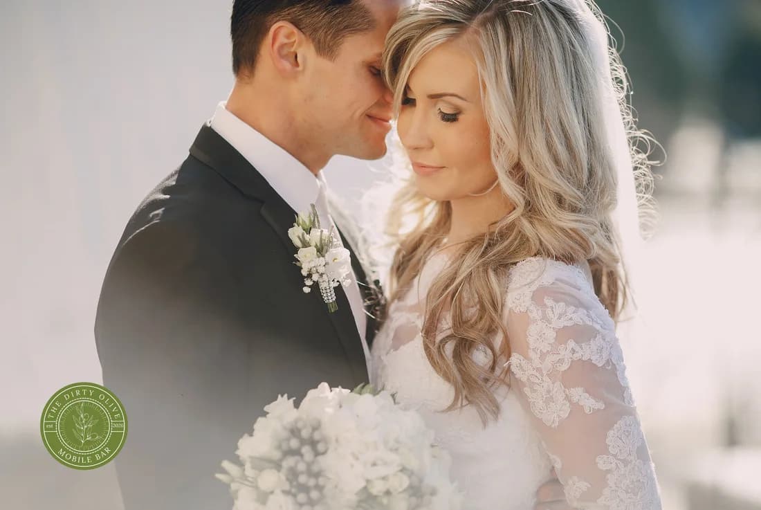 A wedding couple sharing a quiet moment